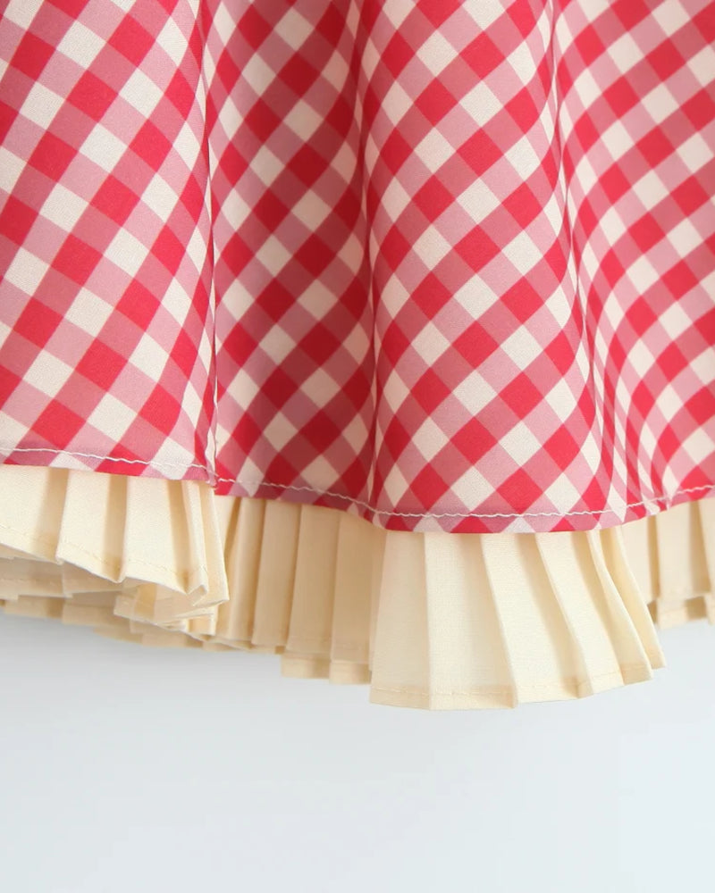 Halter Yaka Pileli Kolsuz Mini Elbise
