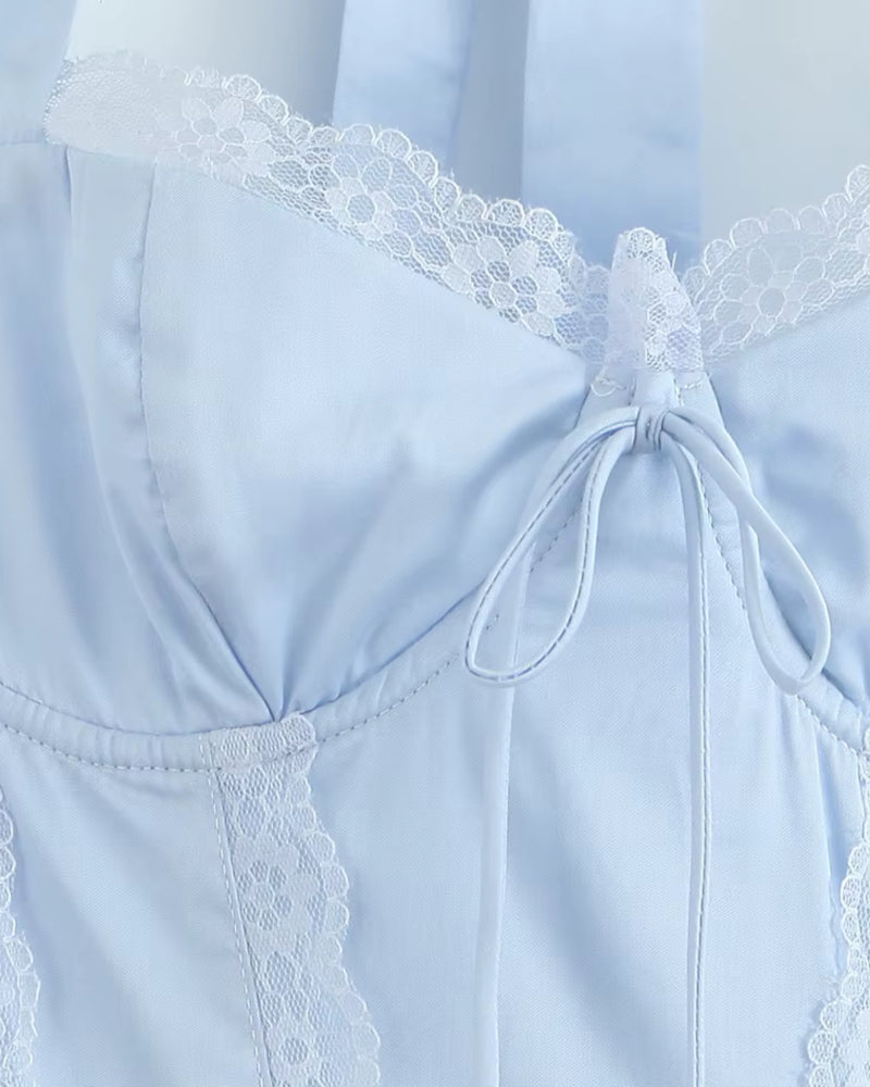 Bustiyer Halter Yaka Dantel Mini Elbise