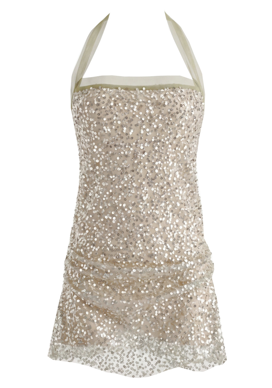 Halter Yaka File Mini Elbise Yeşil