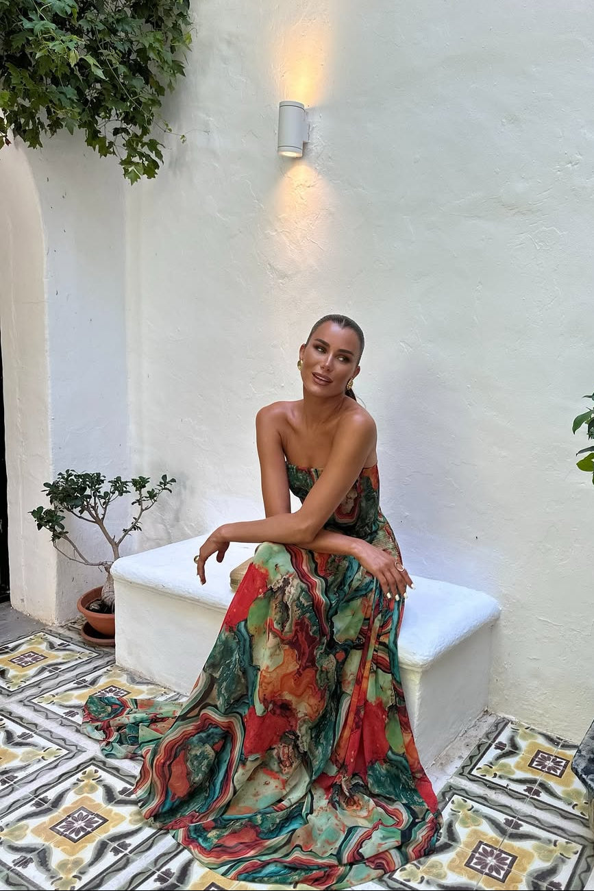 Askısız Uzun Yazlık Tatil Elbisesi