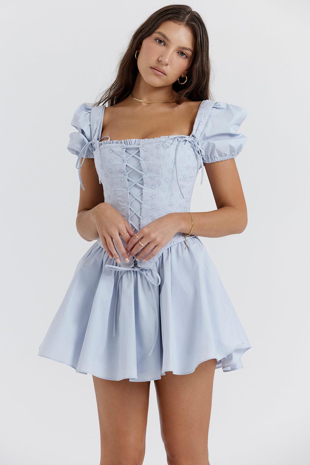 İşlemeli Korse Mini Yazlık Elbise