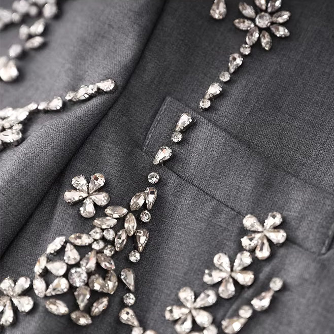 Taş İşlemeli Uzun Kollu Blazer Ceket