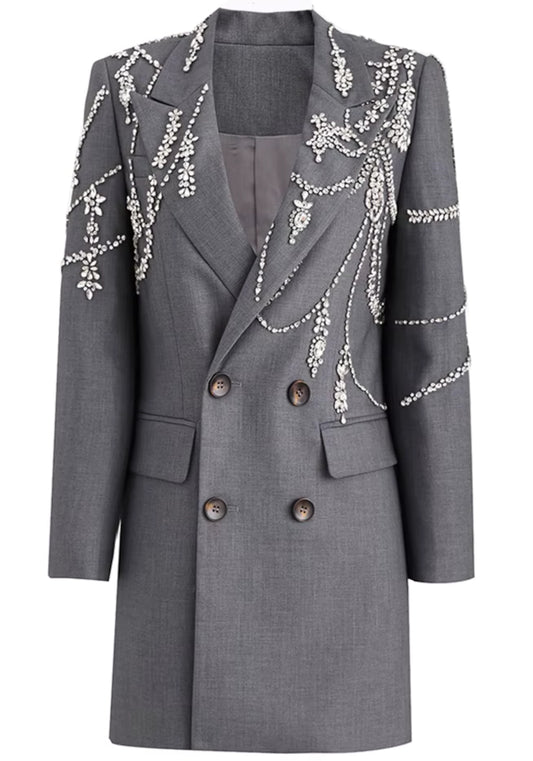 Taş İşlemeli Uzun Kollu Blazer Ceket