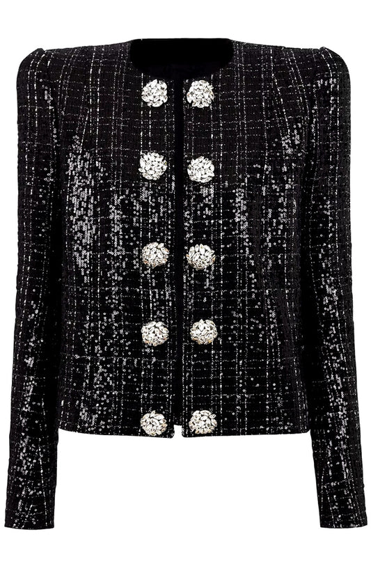 Taş İşlemeli Düğmeli Payetli Blazer Ceket
