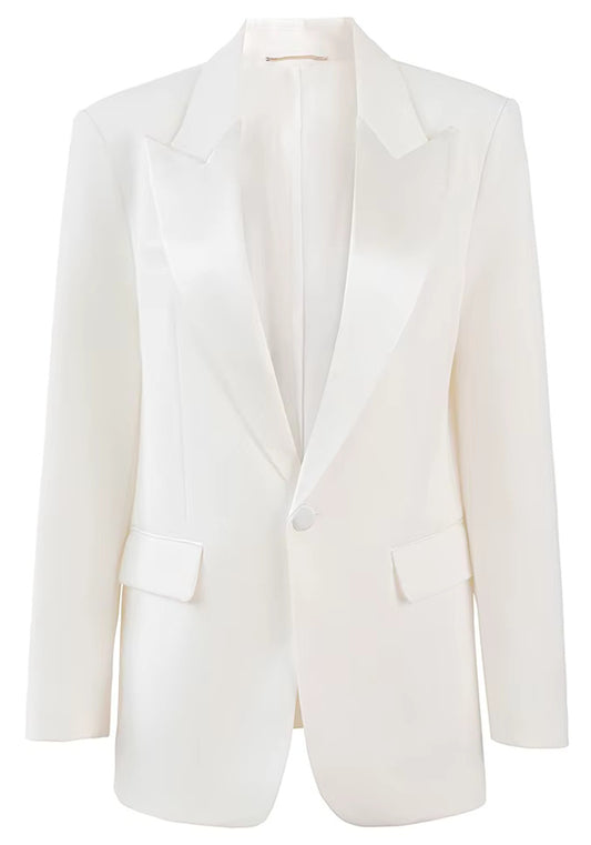 V Yaka Düğmeli Blazer Ceket