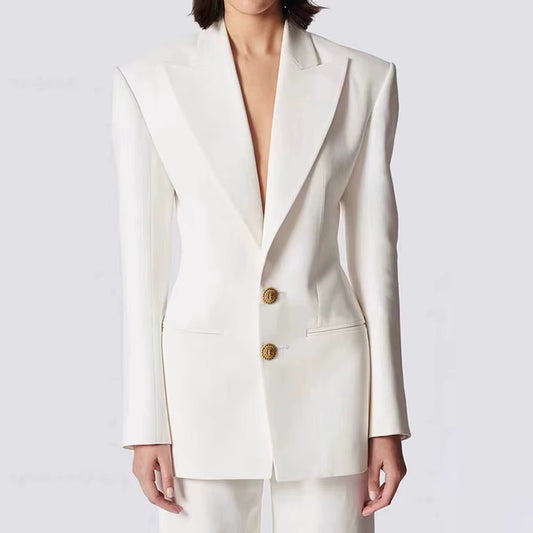 V Yaka Düğmeli Blazer Ceket
