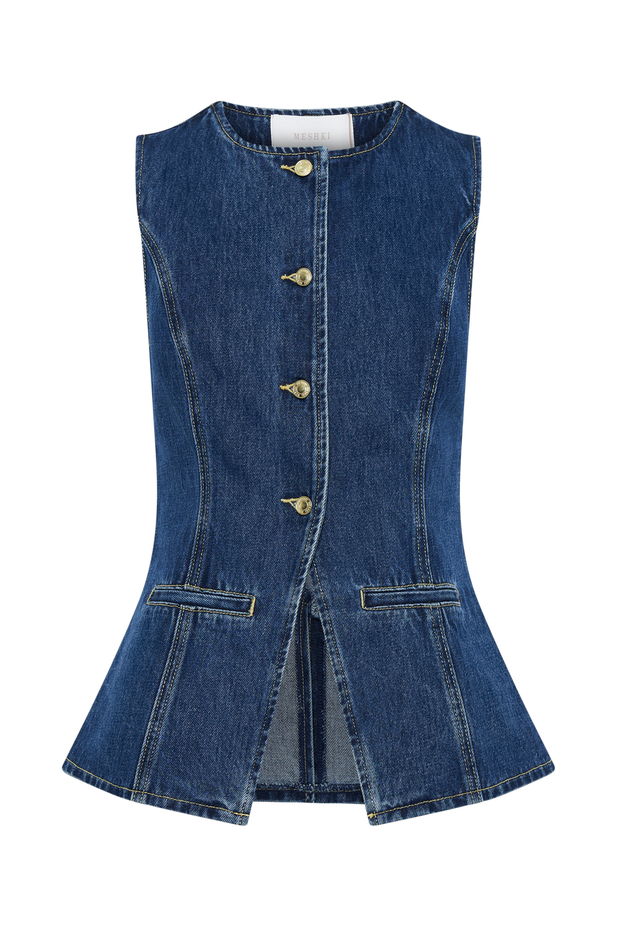 Denim Düğmeli Üst