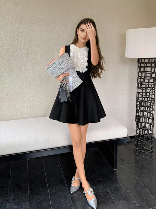 Kolsuz Dantelli Mini Abiye Elbise
