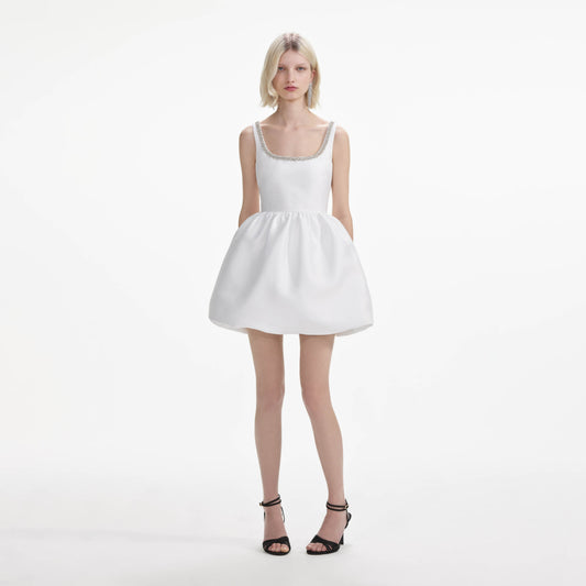 Tafta Kristal Mini Elbise