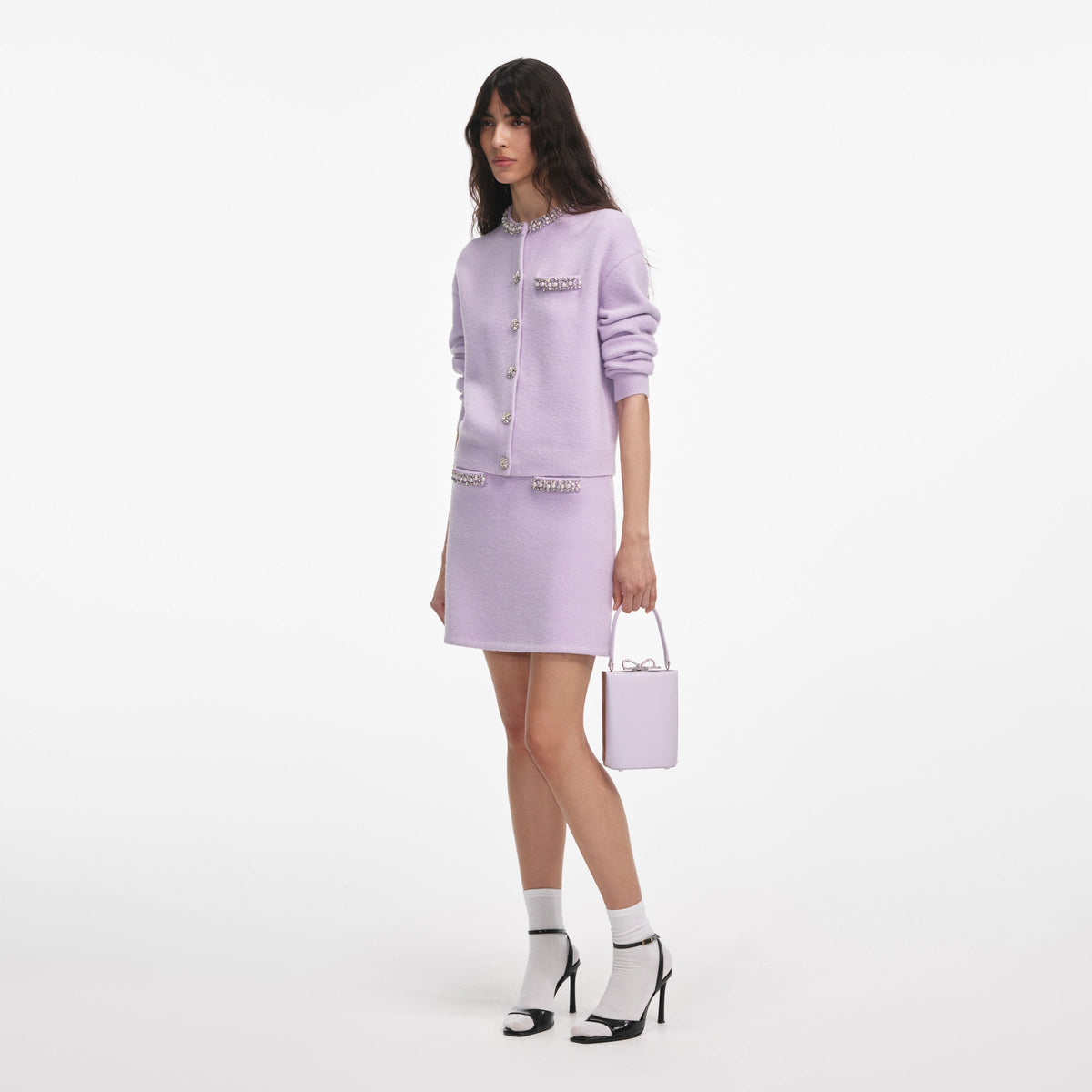 Kristal Kenarlı Örme Mini Etek