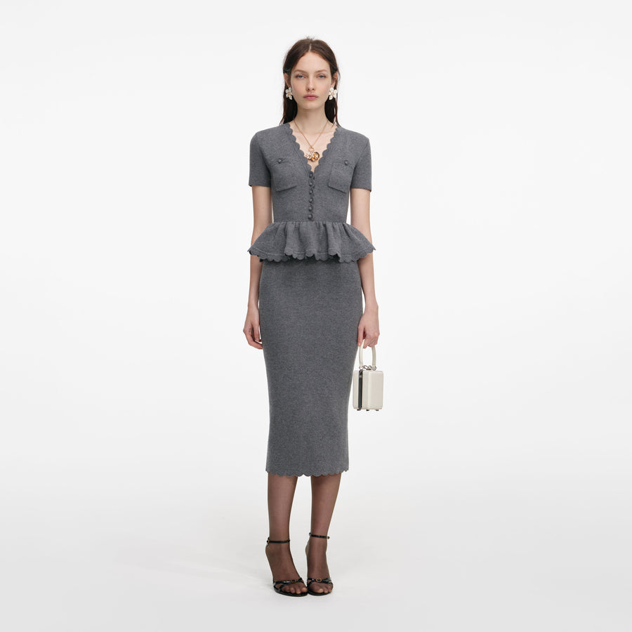 Peplum Örme Midi Elbise