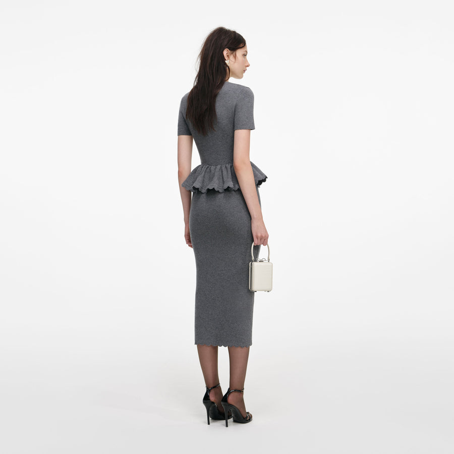 Peplum Örme Midi Elbise