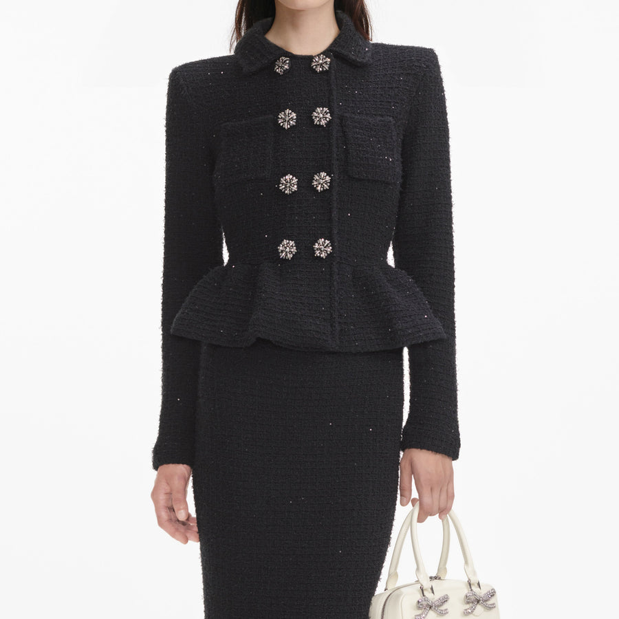 Dokulu Örme Peplum Midi Elbise