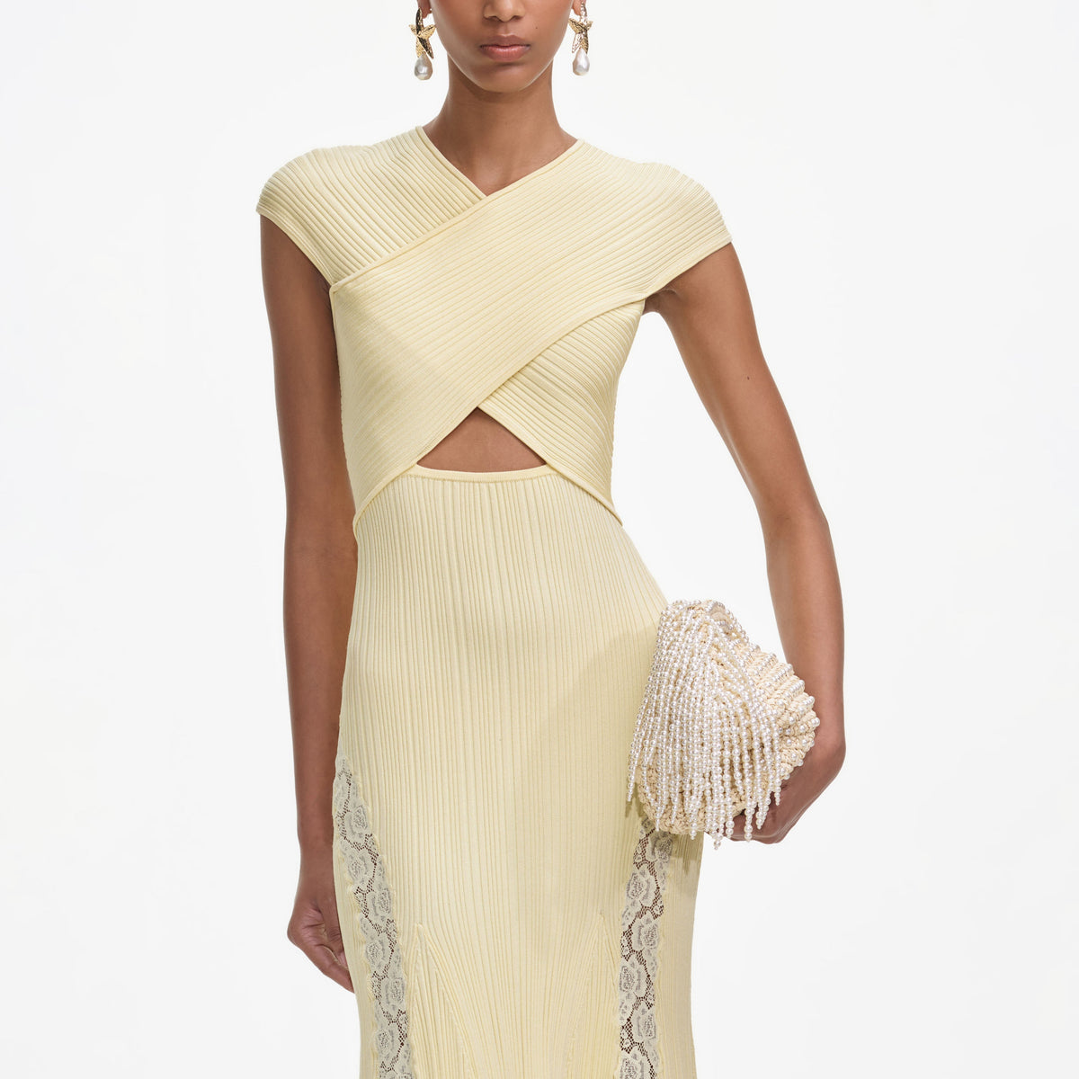 Örme Dantel Midi Elbise