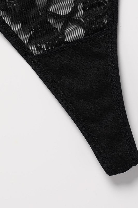 tül ve dantel detaylı fiyonklu string Alba, görsel 5