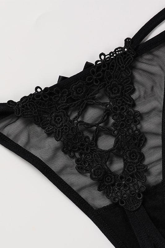 tül ve dantel detaylı fiyonklu string Alba, görsel 6