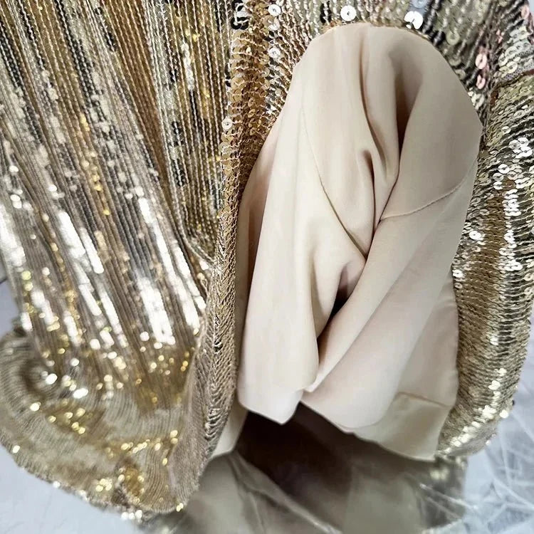 Aureline Gold Sequin Beaded Gown