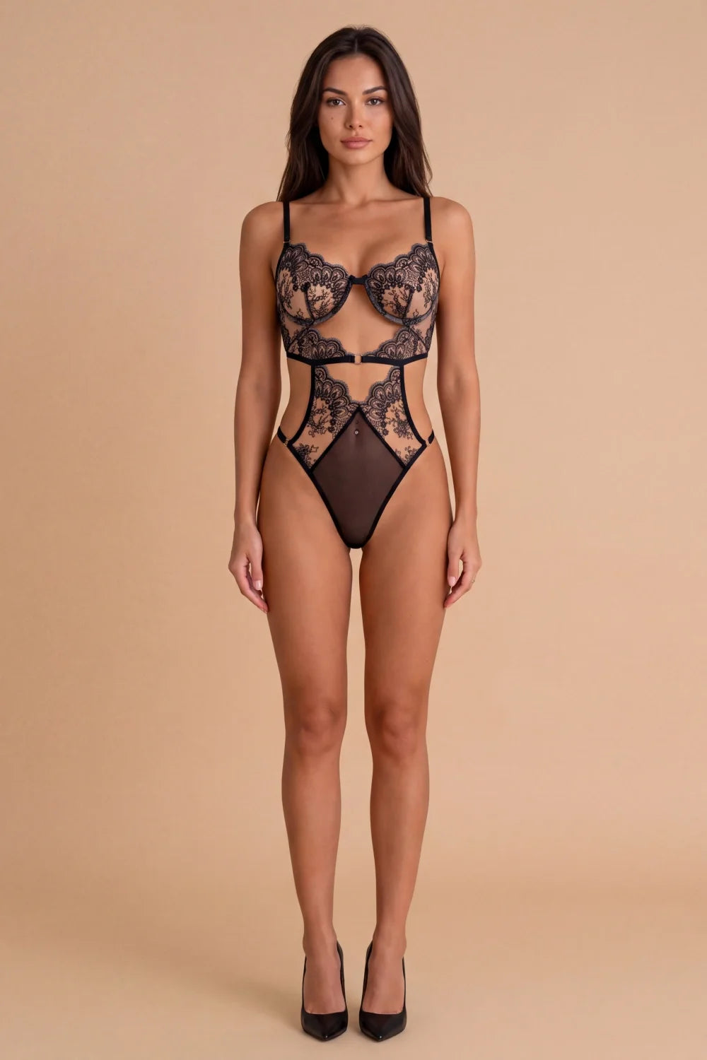 nakışlı dantelli ayarlanabilir body Elodie, görsel 5