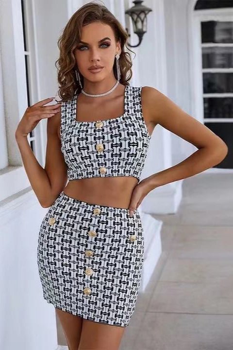 Cambria Plaid Two-Piece Midi Set