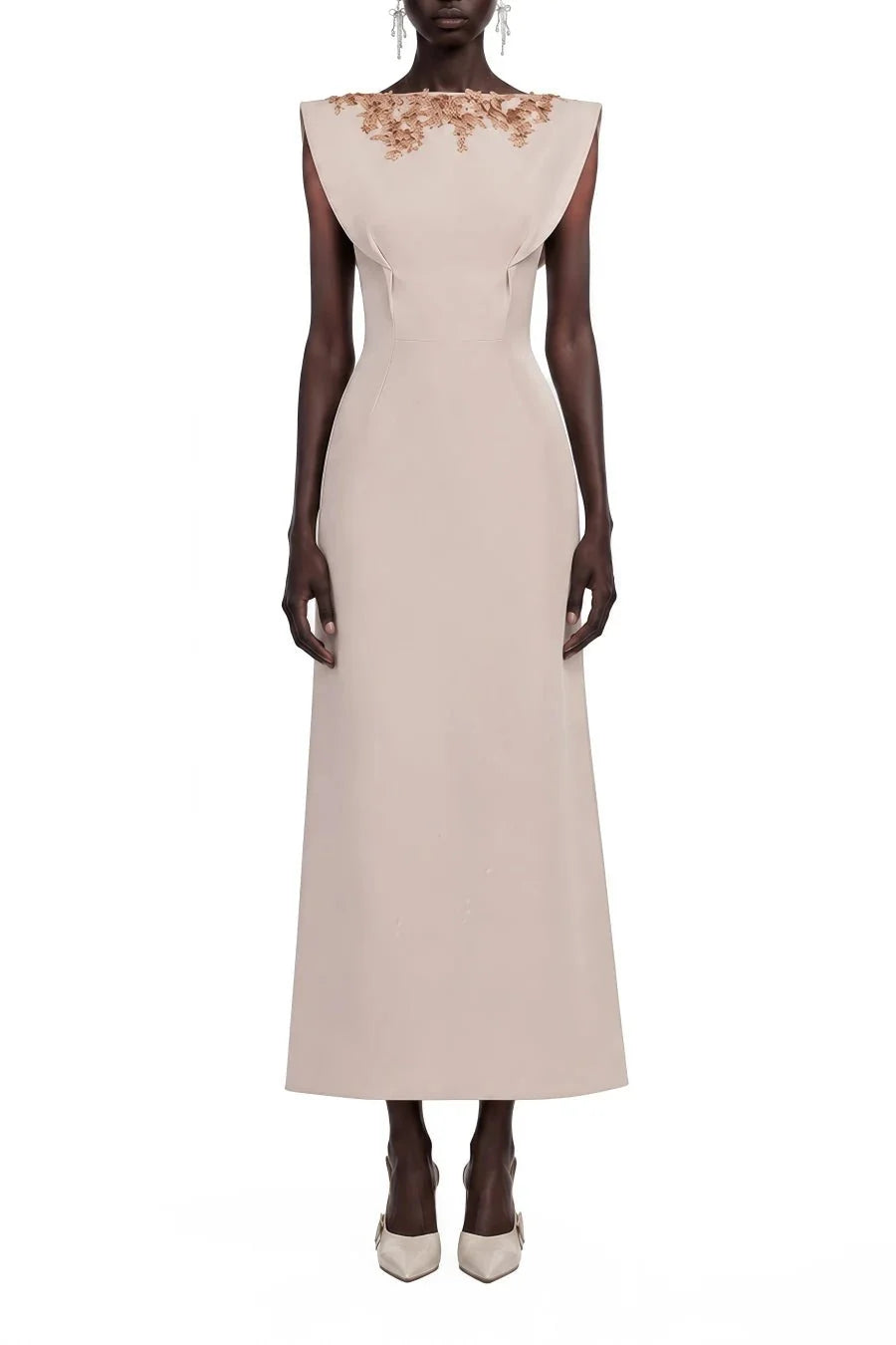 Dusty Rose Floral A-Line Gown