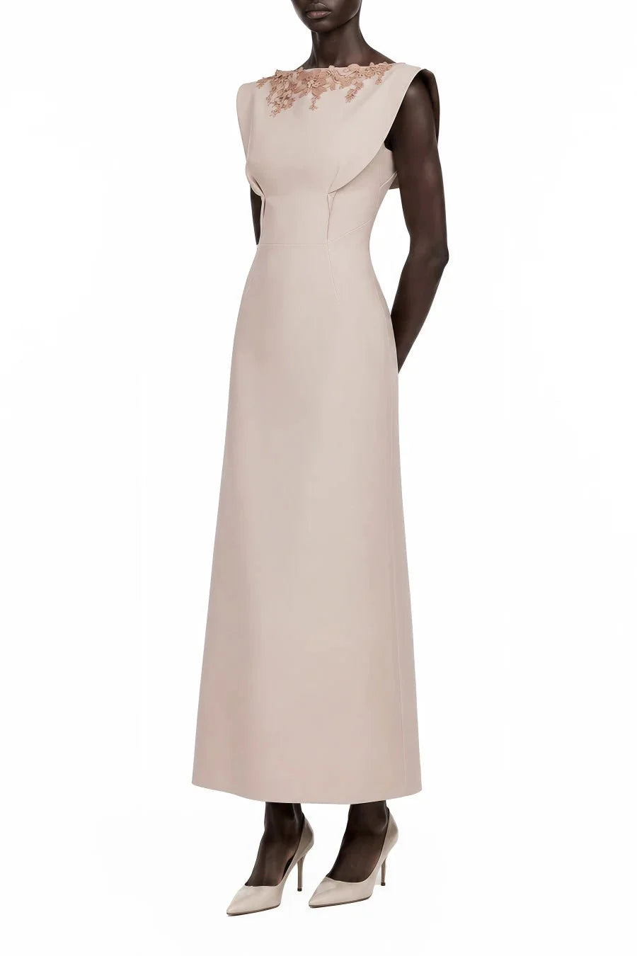 Dusty Rose Floral A-Line Gown