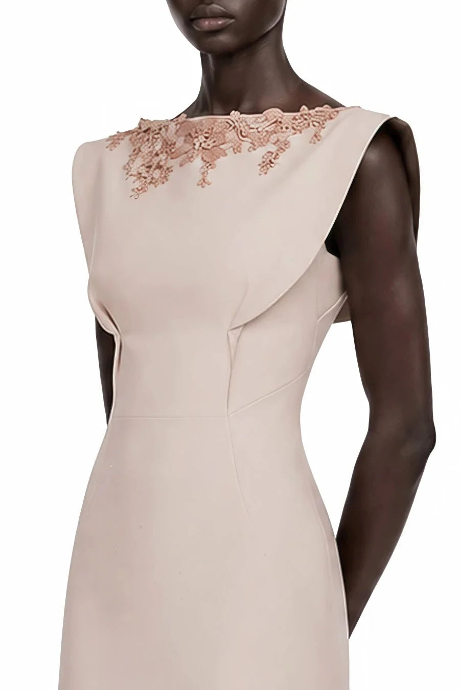 Dusty Rose Floral A-Line Gown
