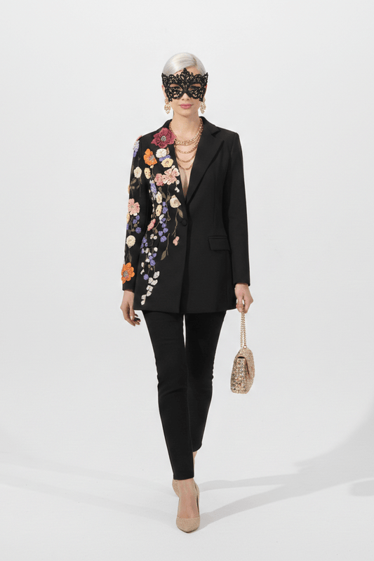 Embroidered Floral Tailored Blazer Jacket
