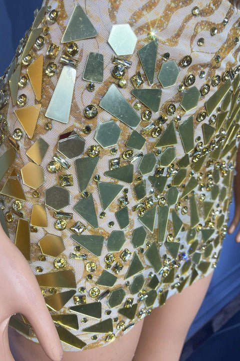 Aurora Gold Sequin Halter Mini Dress