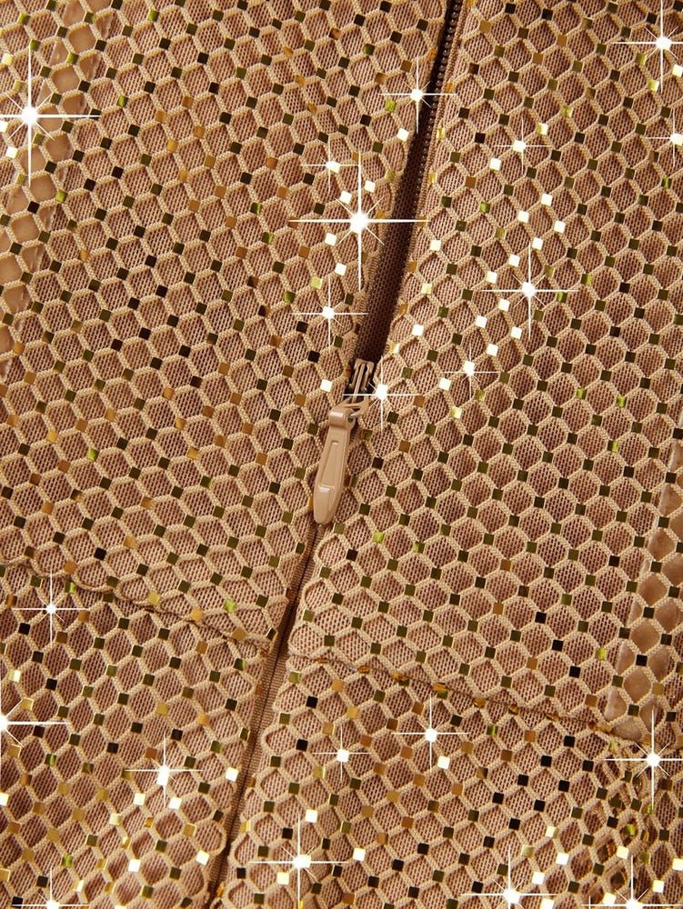 Gold Sequin Strapless Split Evening Gown