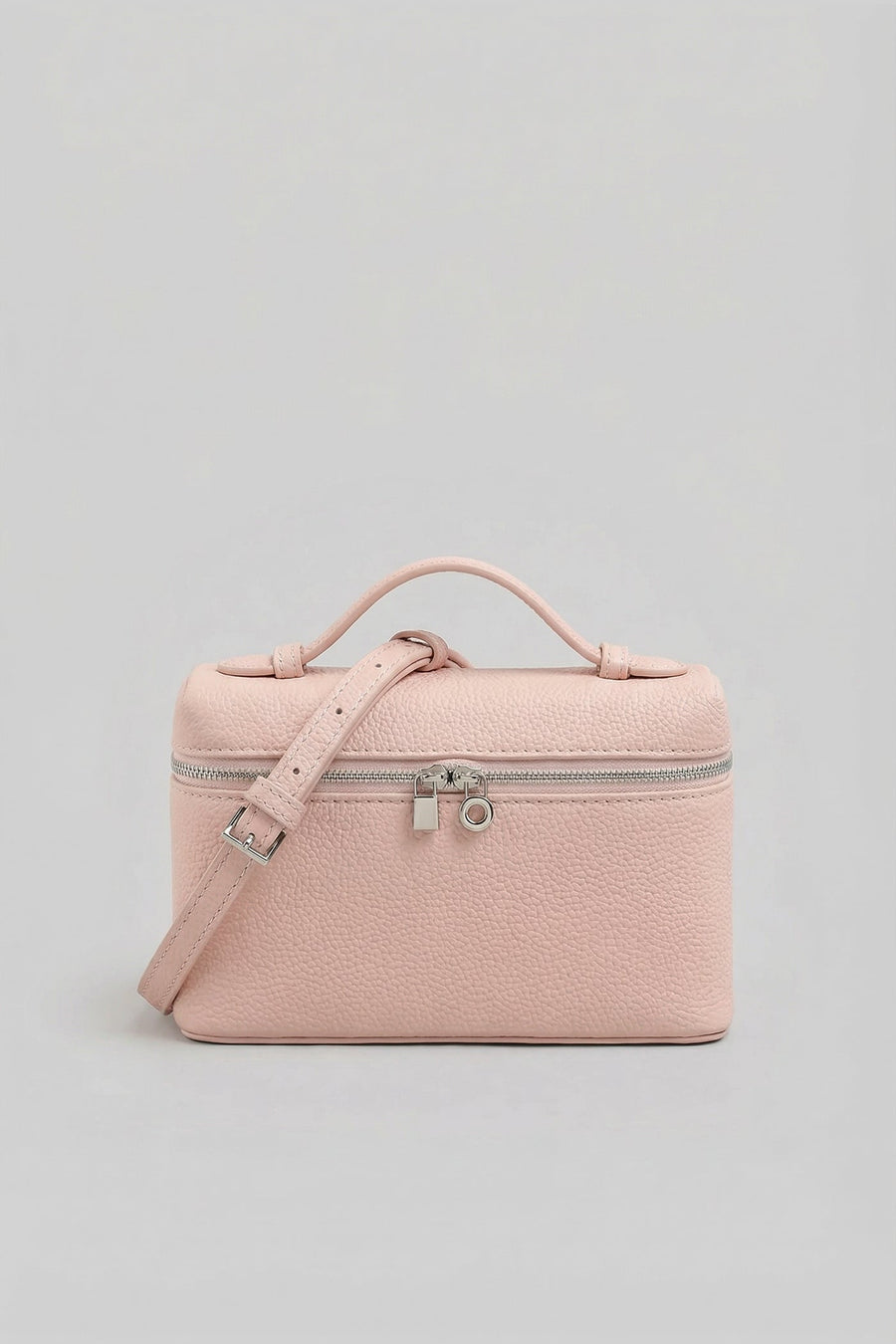 Structured Vanity Bag With Top Handle - Pink