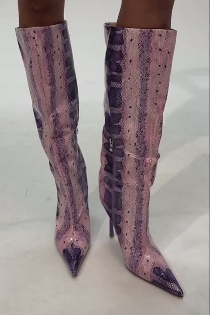 Saphira Yılan Dokulu Stiletto Çizme