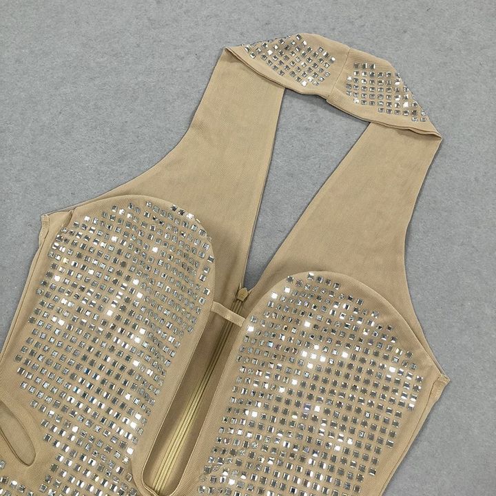 Rhinestone Halter Evening Gown