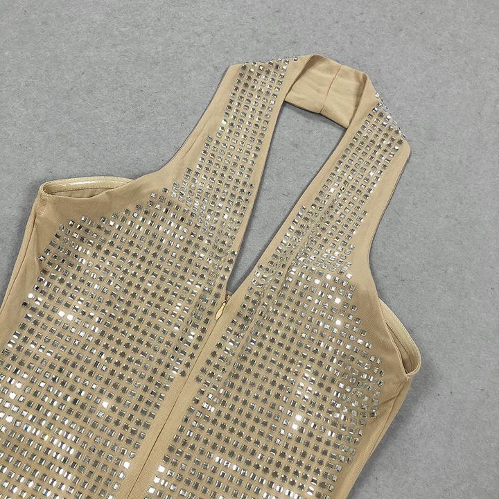 Rhinestone Halter Evening Gown