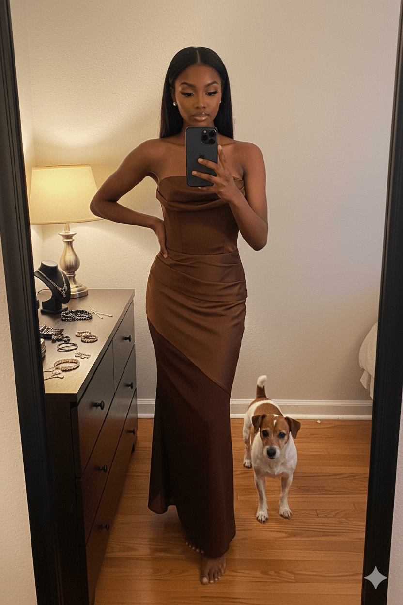 Satin Spaghetti Strap Mermaid Maxi Evening Dress