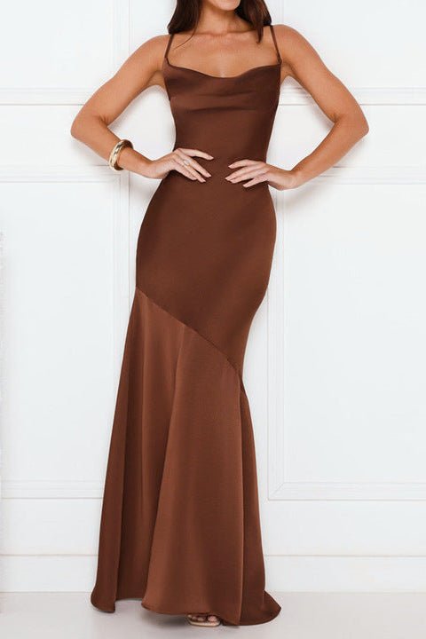 Satin Spaghetti Strap Mermaid Maxi Evening Dress