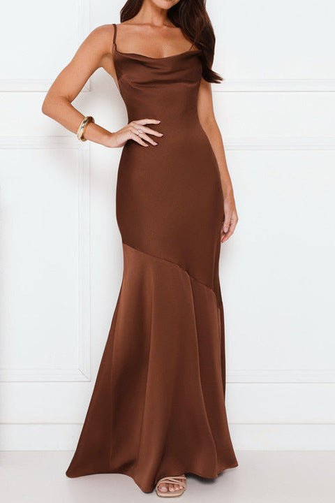 Satin Spaghetti Strap Mermaid Maxi Evening Dress