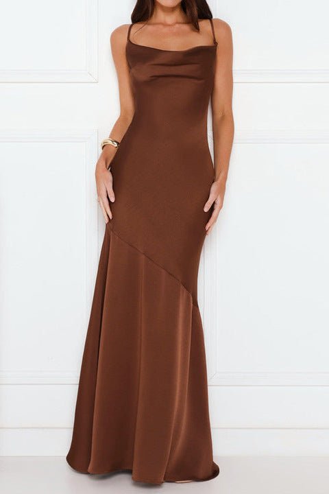 Satin Spaghetti Strap Mermaid Maxi Evening Dress