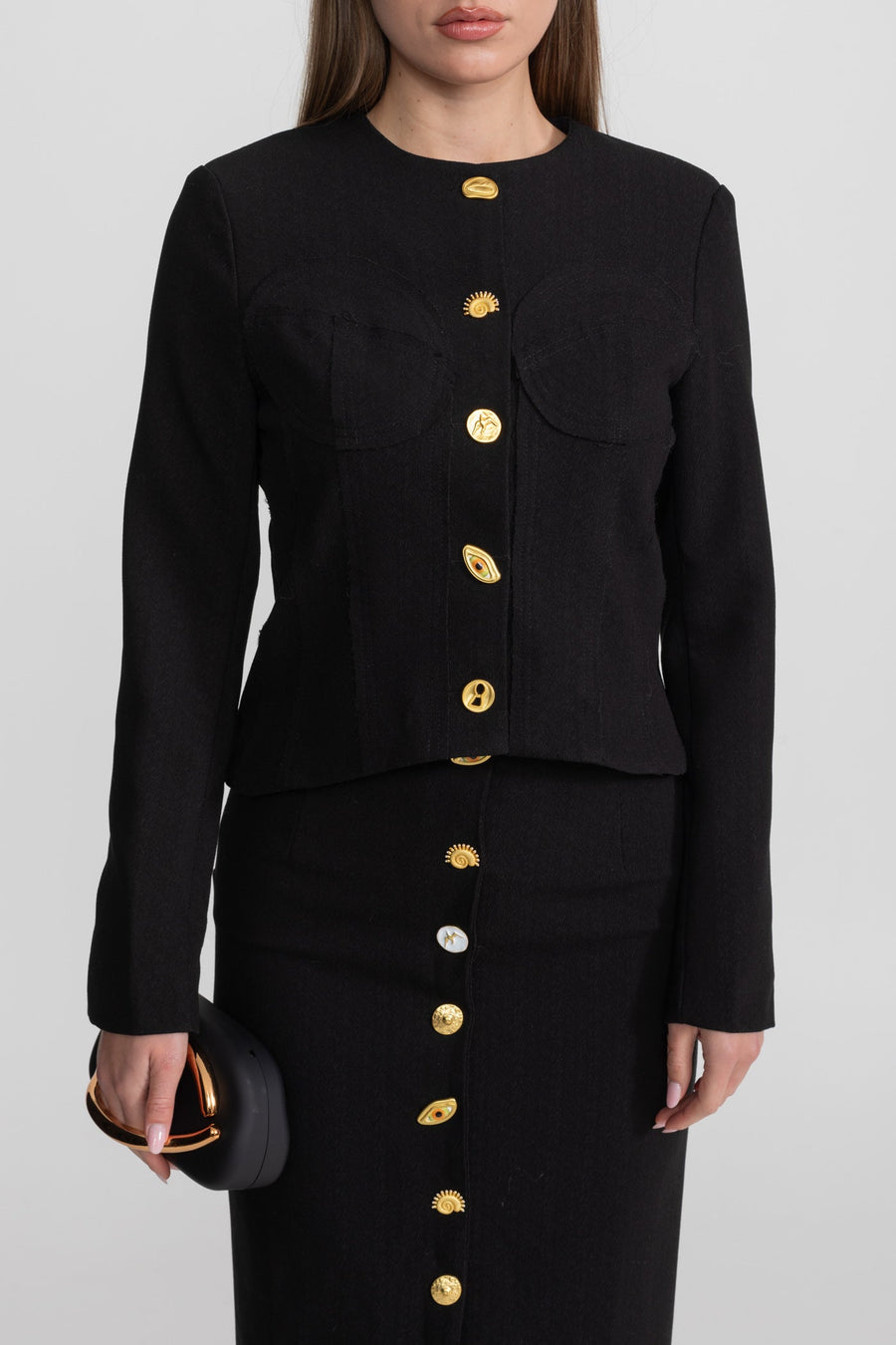 Co-ord Set with Statement Gold Buttons - Black