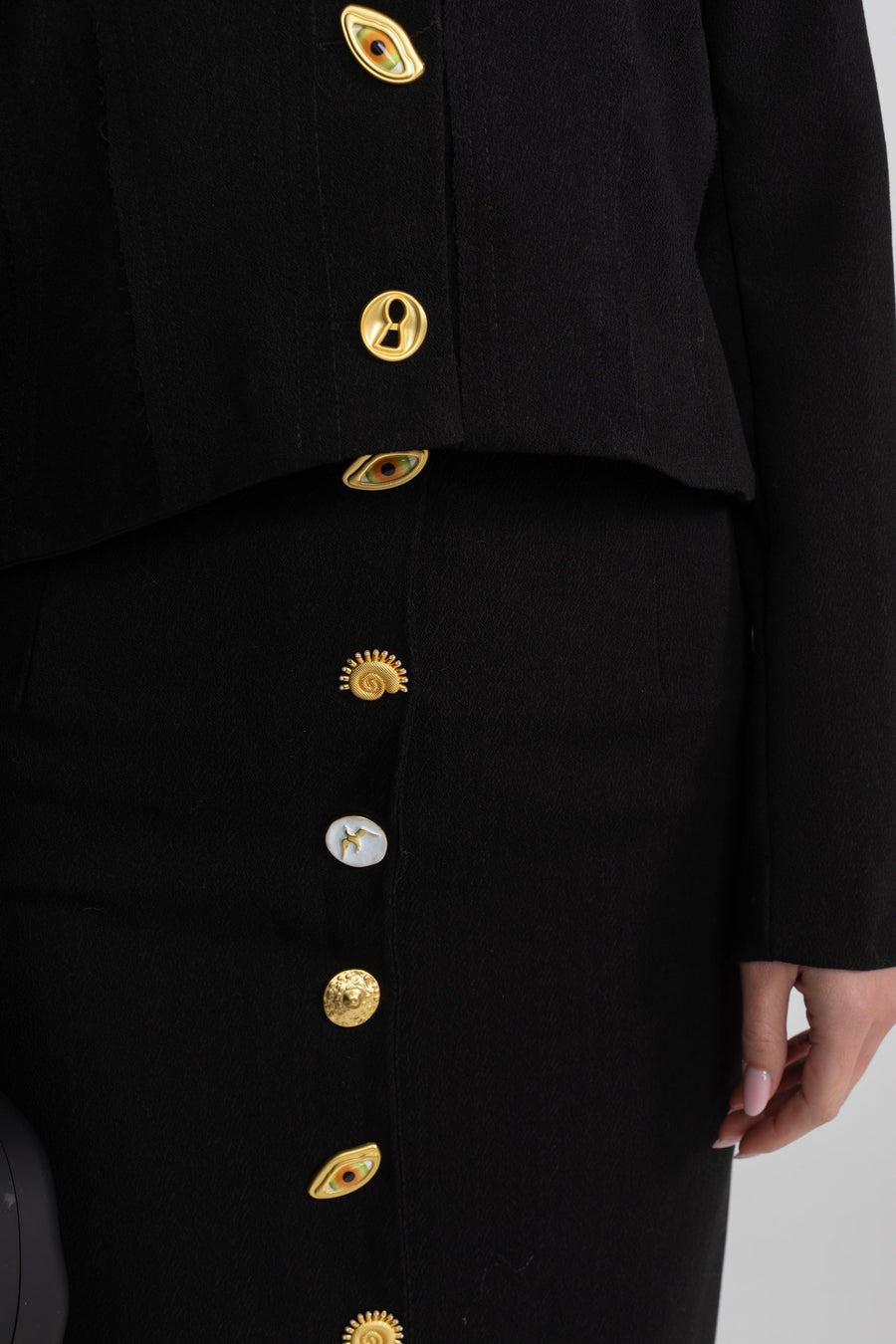 Co-ord Set with Statement Gold Buttons - Black