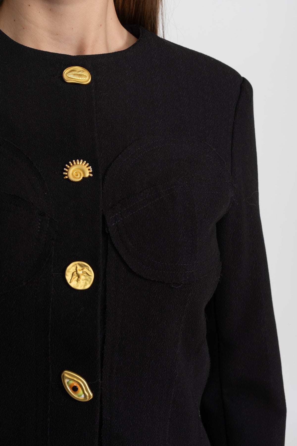 Co-ord Set with Statement Gold Buttons - Black