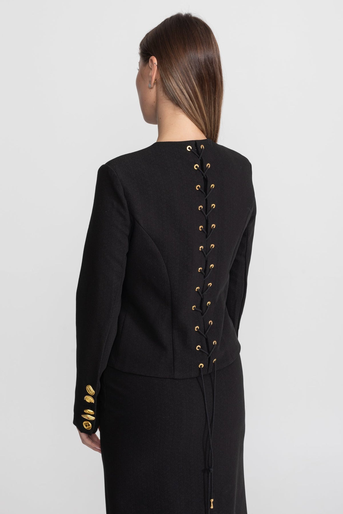 Co-ord Set with Statement Gold Buttons - Black