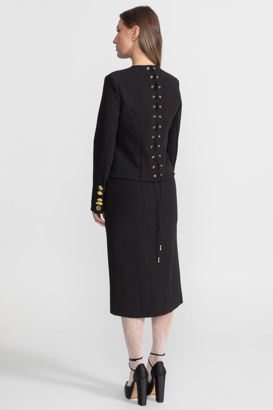 Co-ord Set with Statement Gold Buttons - Black