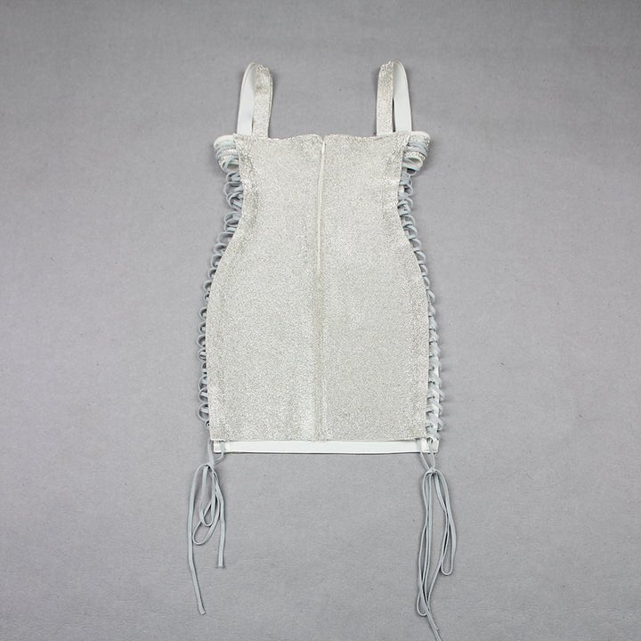 Silver Diamond Sequin Bodycon Mini Party Dress