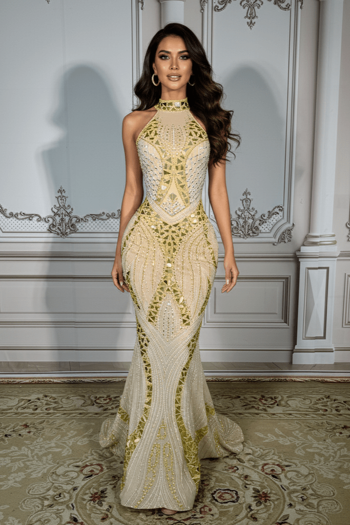 Solara Mirror Sequin Mermaid Gown