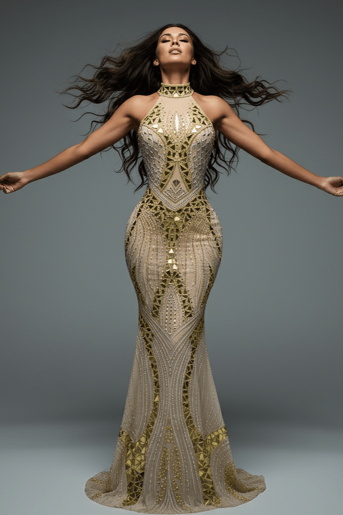 Solara Mirror Sequin Mermaid Gown