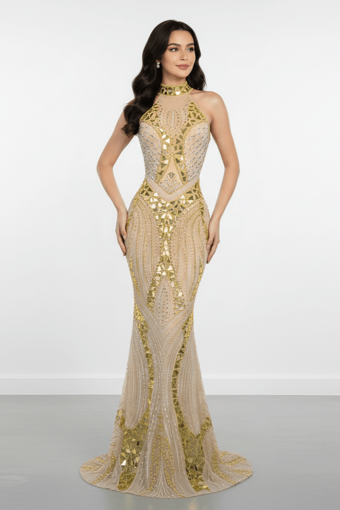 Solara Mirror Sequin Mermaid Gown