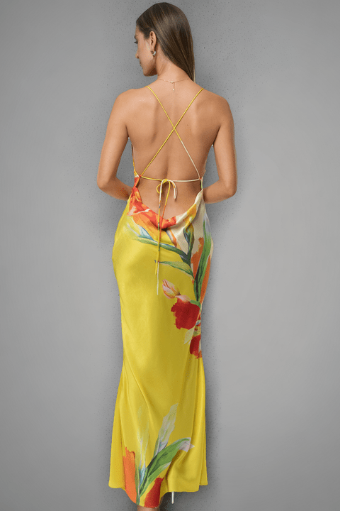 Sunset Bloom Satin Gown