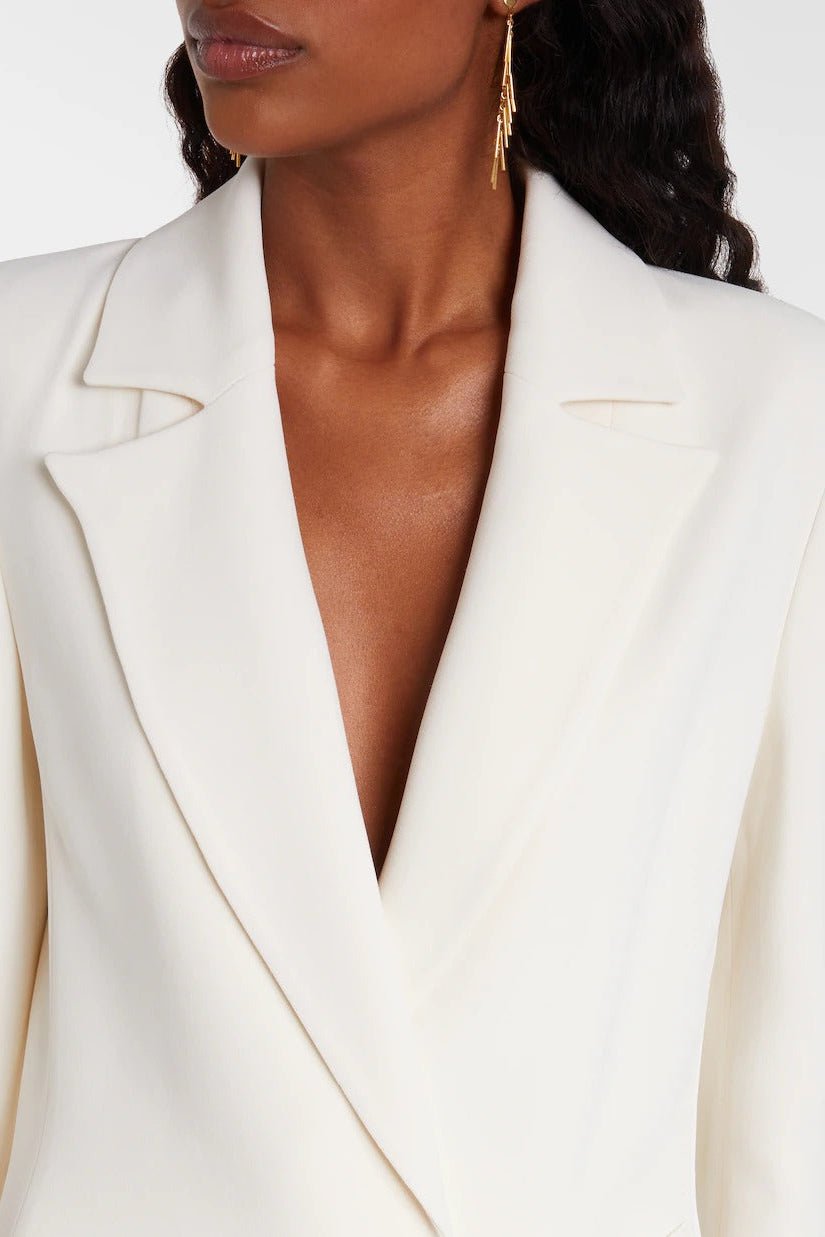 White Double-Breasted Blazer & Wide-Leg Pants Set