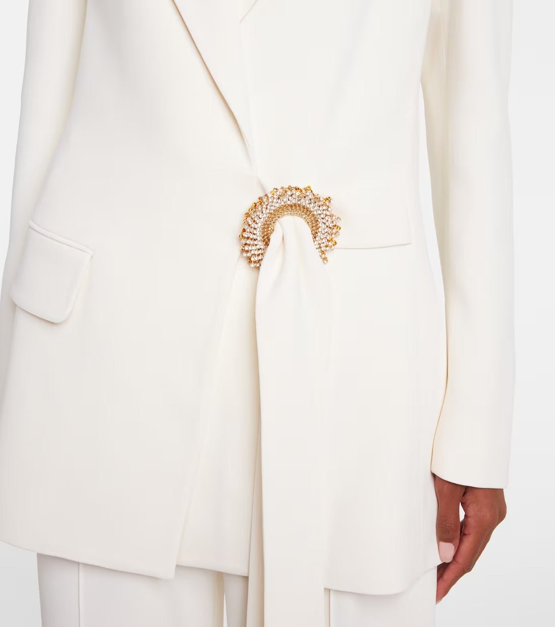 White Double-Breasted Blazer & Wide-Leg Pants Set
