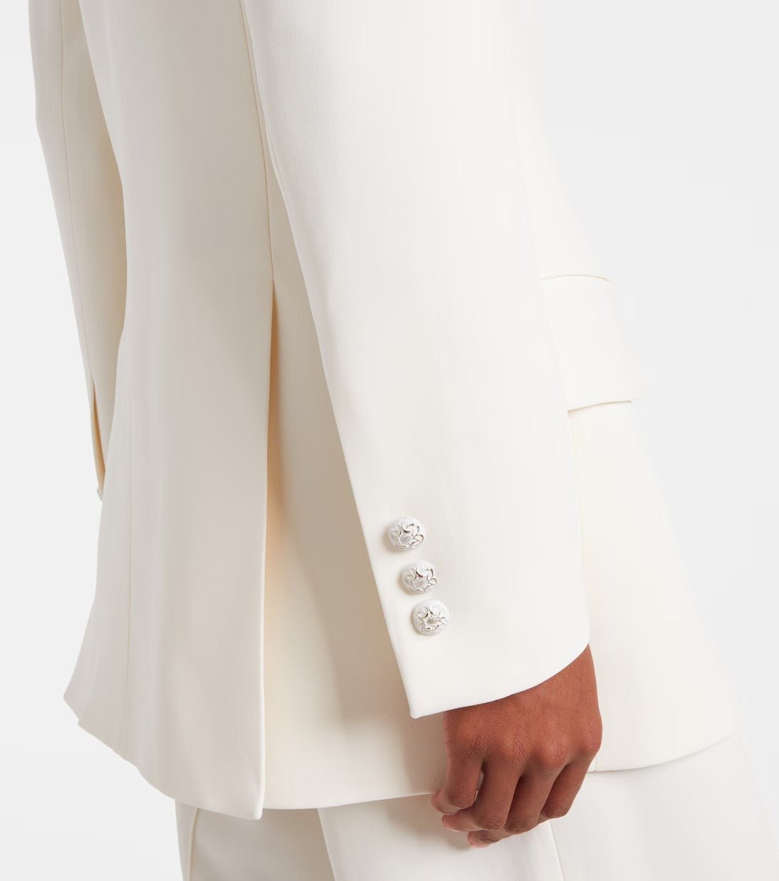 White Double-Breasted Blazer & Wide-Leg Pants Set